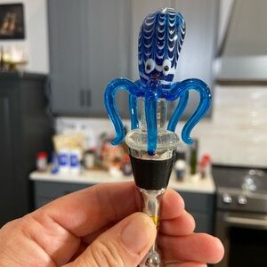 LSArts Blue Glass Octopus Bottle Stopper